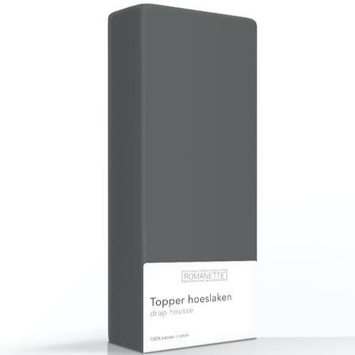 TOPPER Hoeslaken - Egyptisch Katoen Taupe topper hoeslaken ROMANETTE 70 x 200 cm antraciet