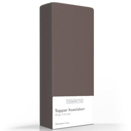 TOPPER Hoeslaken - Egyptisch Katoen Taupe topper hoeslaken ROMANETTE 70 x 200 cm taupe