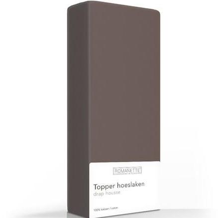 TOPPER Hoeslaken - Egyptisch Katoen Bruin topper hoeslaken ROMANETTE 70 x 200 cm taupe