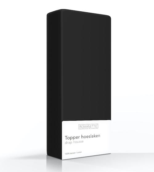 TOPPER Hoeslaken - Egyptisch Katoen Antra topper hoeslaken ROMANETTE 70 x 200 cm zwart