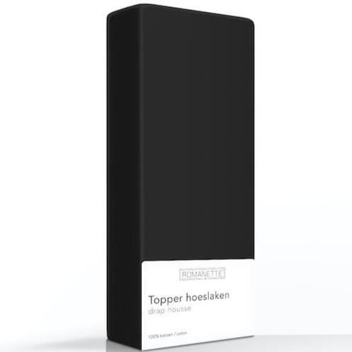 TOPPER Hoeslaken - Egyptisch Katoen Zwart topper hoeslaken ROMANETTE 70 x 200 cm zwart
