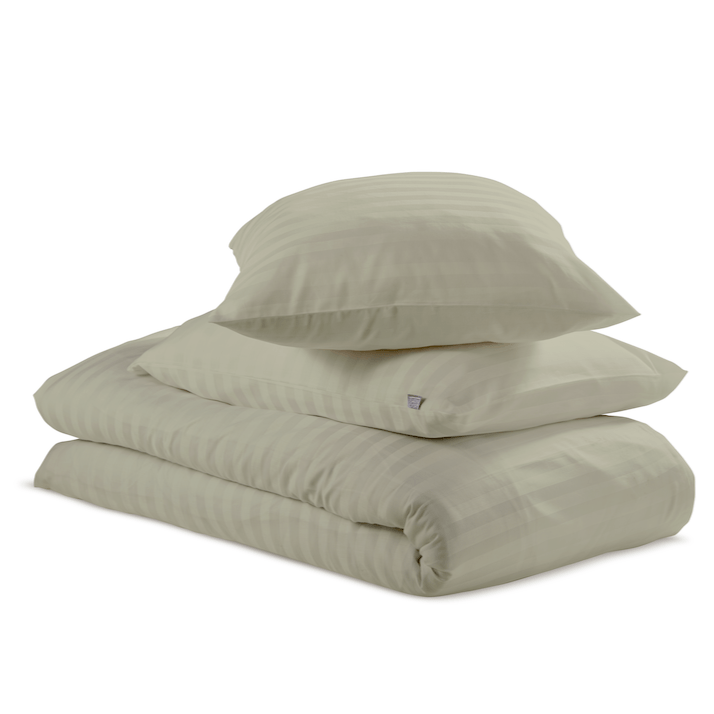 SATIJNSTREEP - Katoen Satijn dekbedovertrek SATIN D'OR 140 x 200/220cm + 1 sloop khaki
