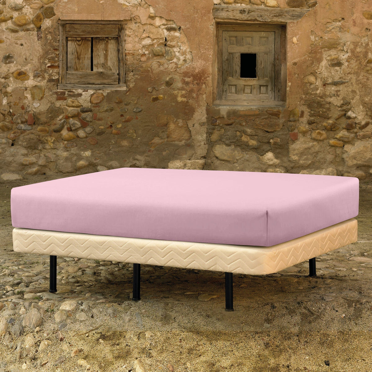 HOESLAKEN - Egyptisch katoen (220TC) Wit Hoeslaken CASCINA COLORINI 80x200cm roze