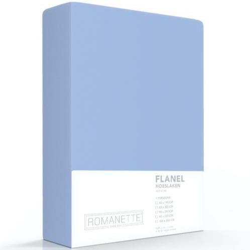 HOESLAKEN Flanel - 12 kleurvarianten hoeslaken ROMANETTE 80 x 200 Bleu
