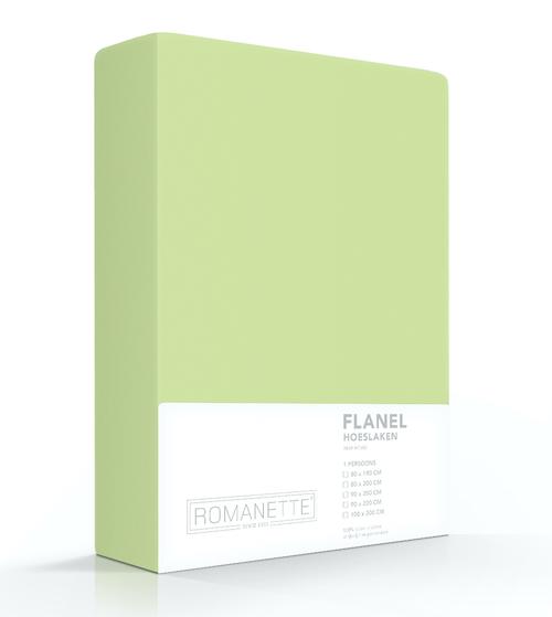 HOESLAKEN Flanel - Zilver Hoeslaken ROMANETTE 140 x 200 mistygroen