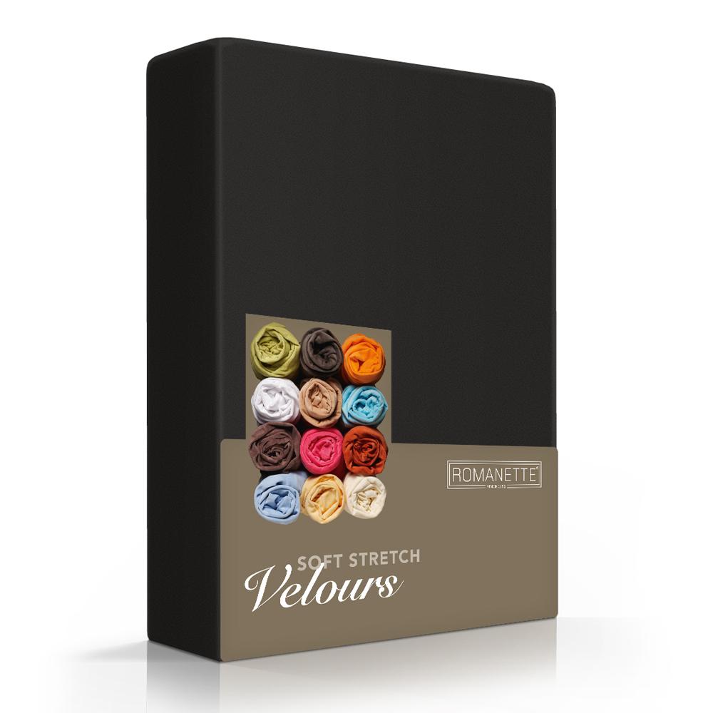 HOESLAKEN Velours - Zwart Hoeslaken ROMANETTE