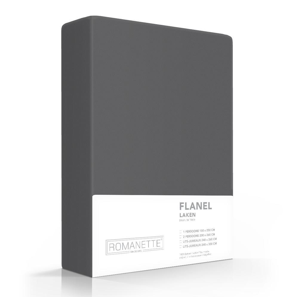 LAKEN - Flanel (170gsm) laken CASA DORMI 150 x 250 cm Antraciet