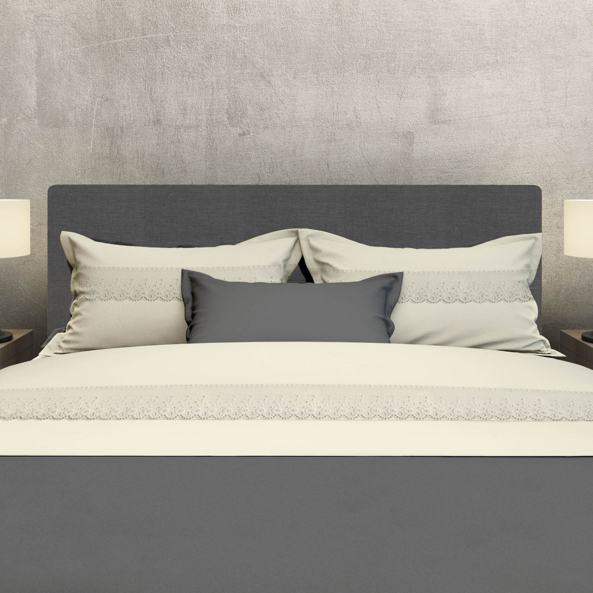 LAKENSET Flanel - Vienna Wit laken ROMANETTE 180 x 290 cm ivoor