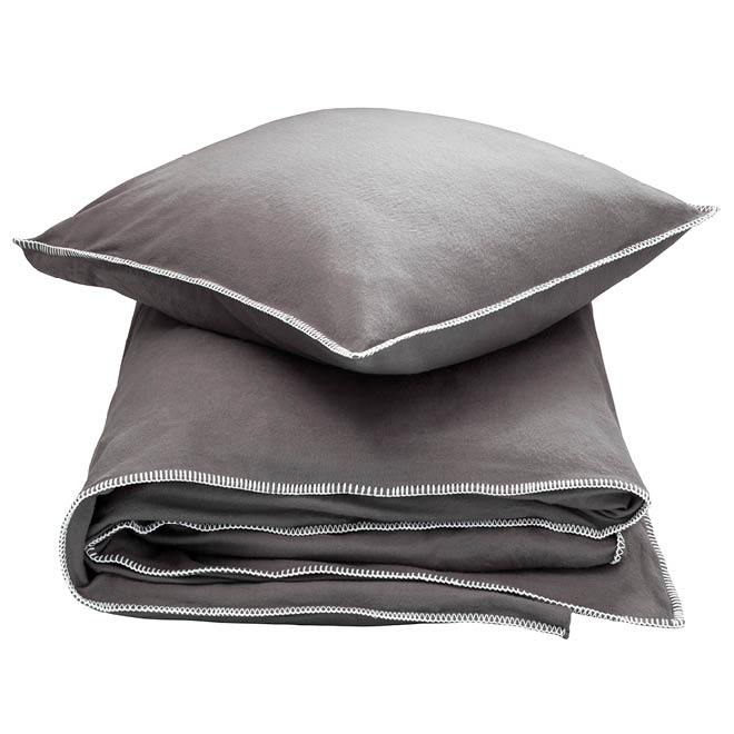 VISCONTI - Dekbedovertrek Flanel Antraciet Dekbedovertrek ROMANETTE 140 x 200/220cm + 1 sloop Antra/wit