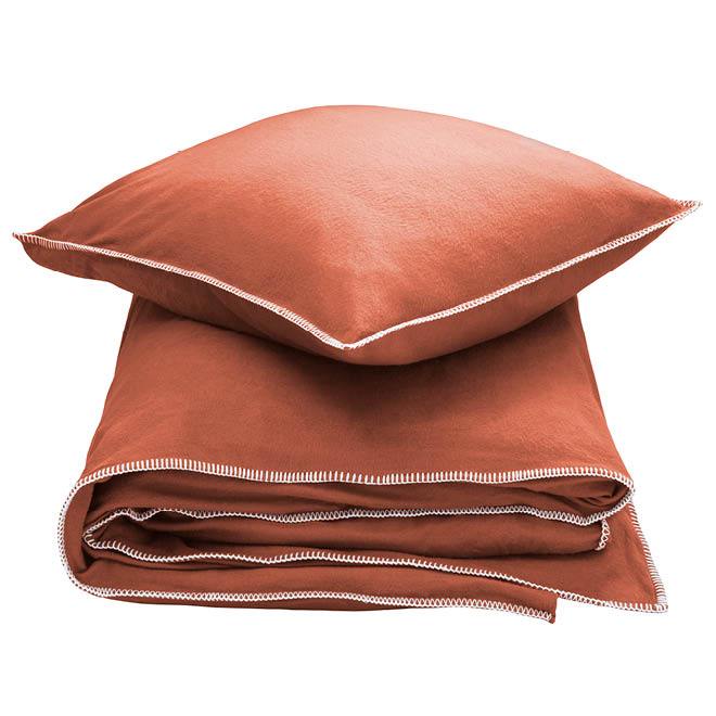 VISCONTI - Dekbedovertrek Flanel Rooibos Dekbedovertrek ROMANETTE 140 x 200/220cm + 1 sloop Rooibos/wit