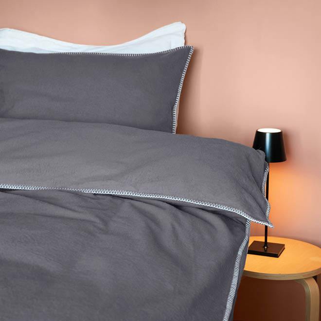 VISCONTI - Dekbedovertrek Flanel Antraciet Dekbedovertrek ROMANETTE