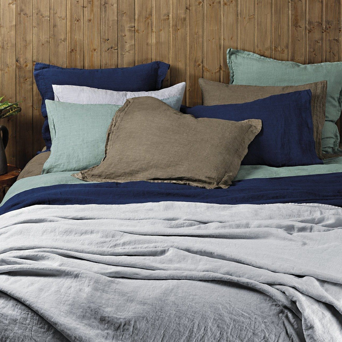 TOUGH - 100% Linnen Dekbedovertrek Ambergeel Dekbedovertrek DOMMELIN 140 x 200/220cm (+1 sloop) Oceaan Groen