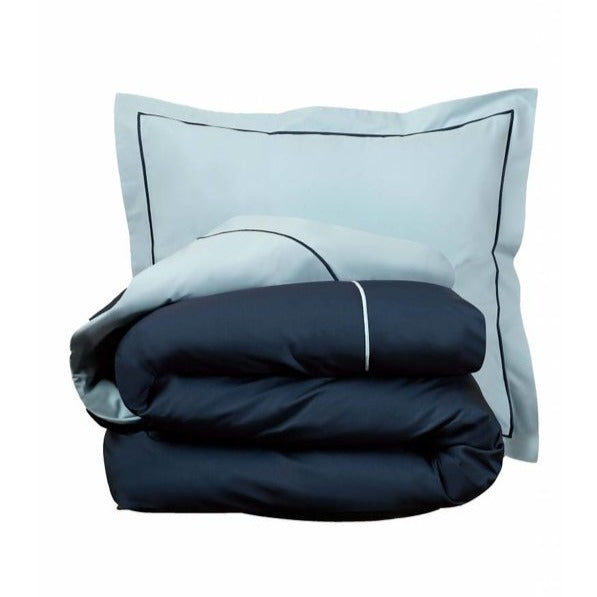 luxe goede stof katoen percal blauw dekbedovertrek