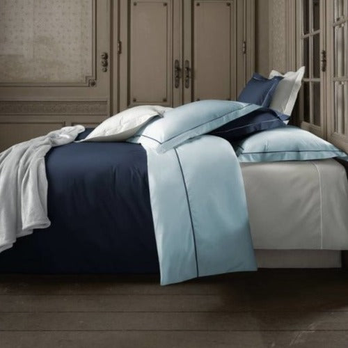 blauw hotel dekbedovertrek luxe stof
