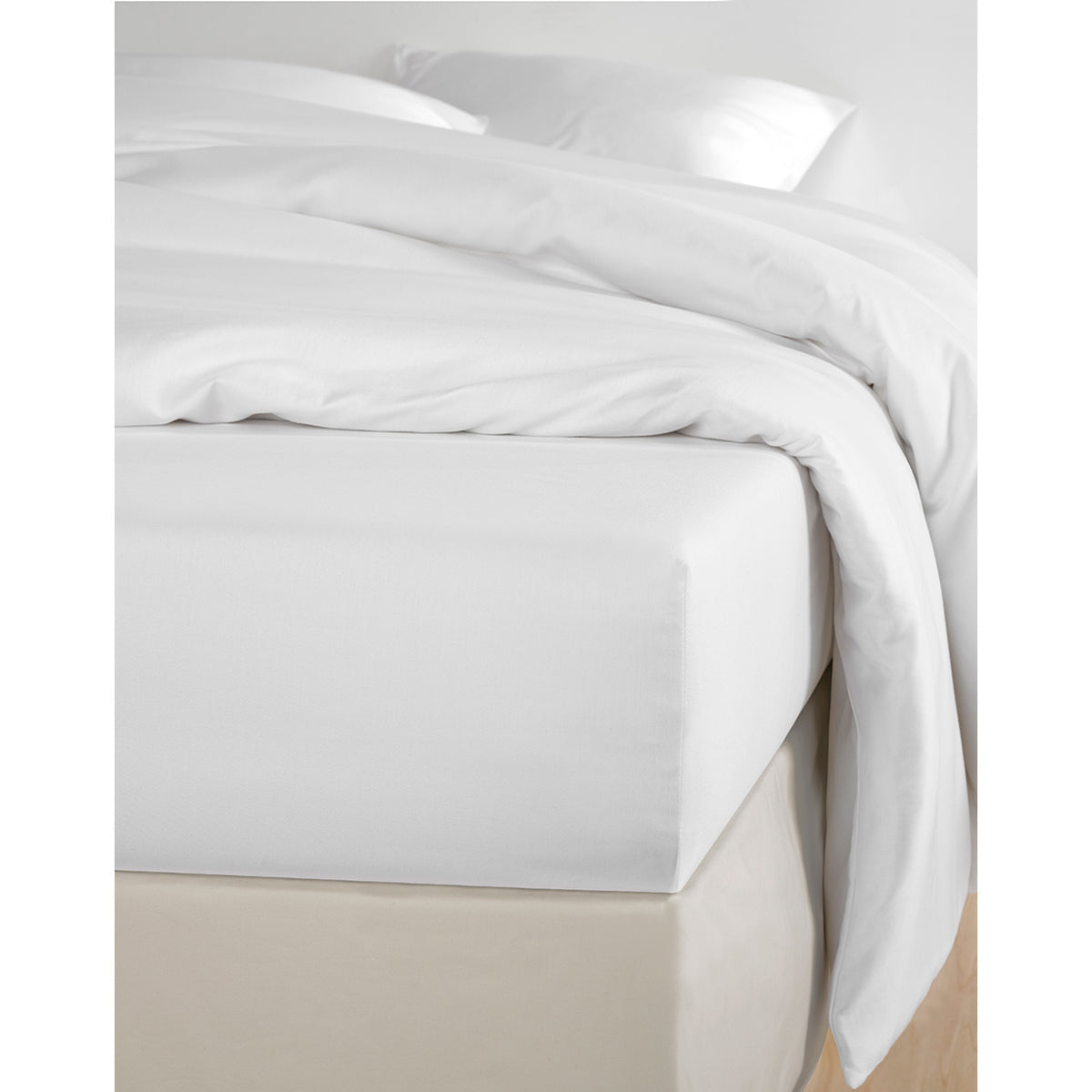 Hoeslaken Olivia Katoen Satijn 250TC 30cm Wit