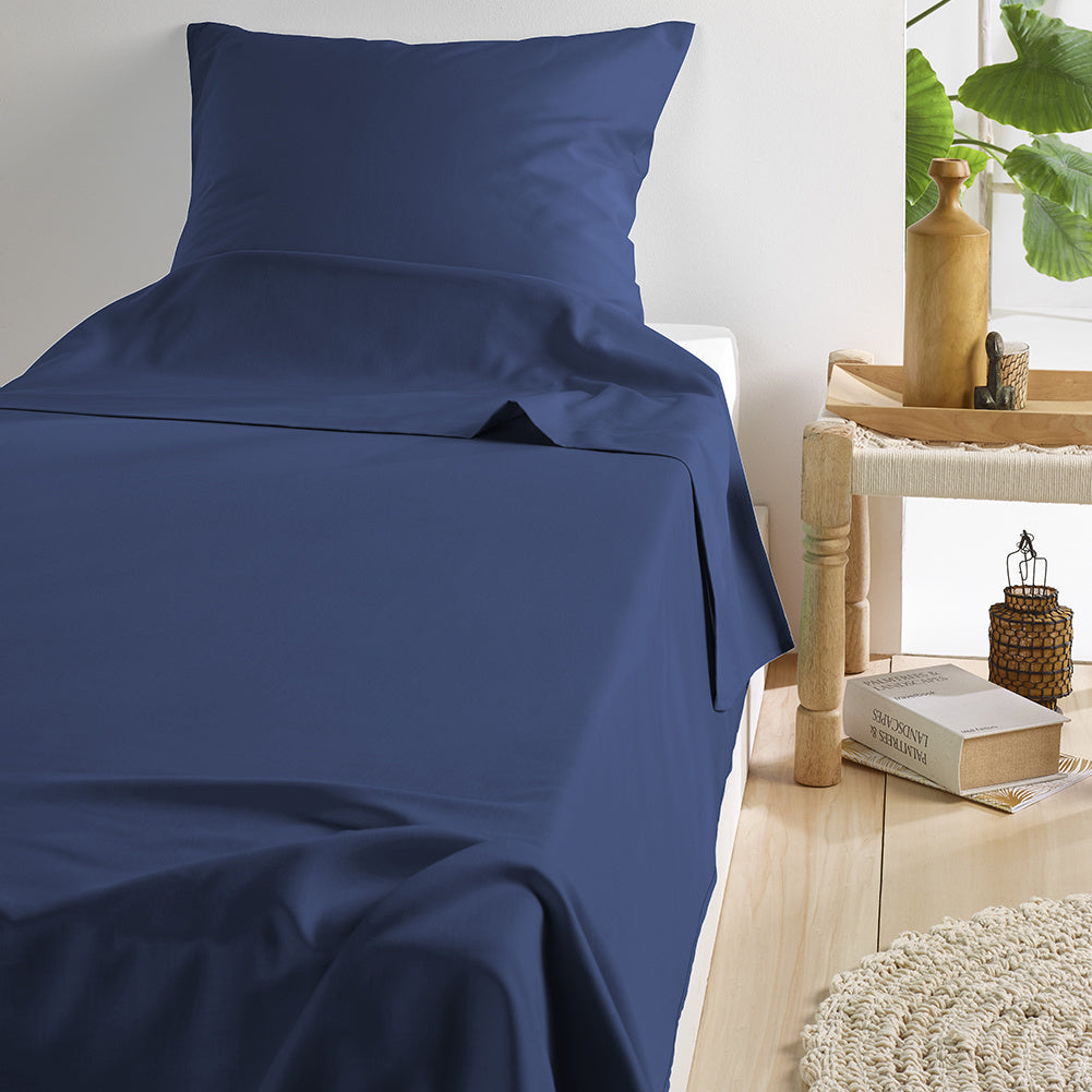 Lakenset Olivia Katoen Satijn 250TC Indigo Blauw