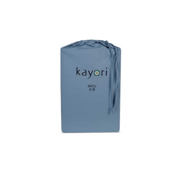 HOESLAKEN - Shizu Katoen Percal (220TC) hoeslaken KAYORI 90/100 x 200/220 cm blauw