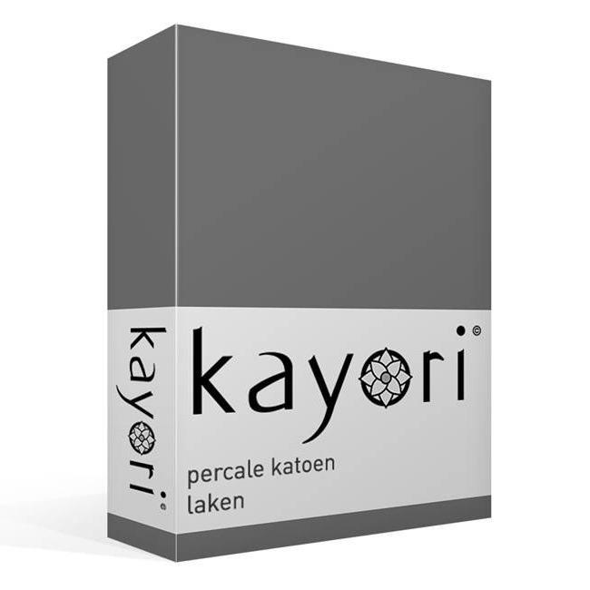 LAKEN - Shizu Bio Katoen Percal Antraciet laken KAYORI 160 cm x 260 cm antra