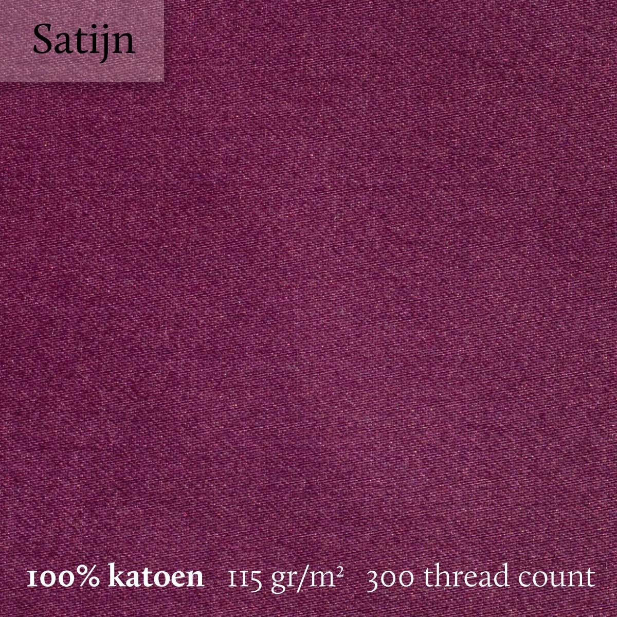 Hoeslaken Katoen Satijn 300TC 30cm Aubergine