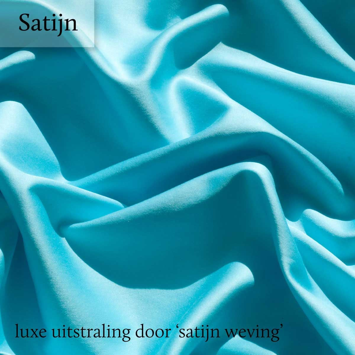 Hoeslaken Katoen Satijn 300TC 30cm Aqua blauw