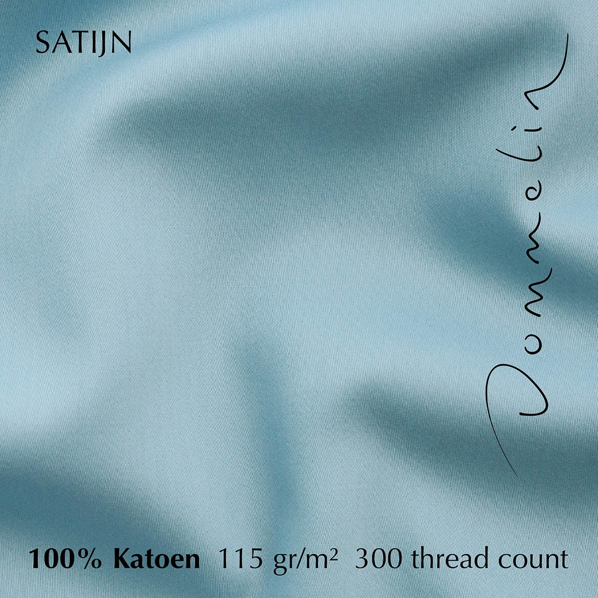 Hoeslaken Katoen Satijn 300TC 30cm Pastelblauw