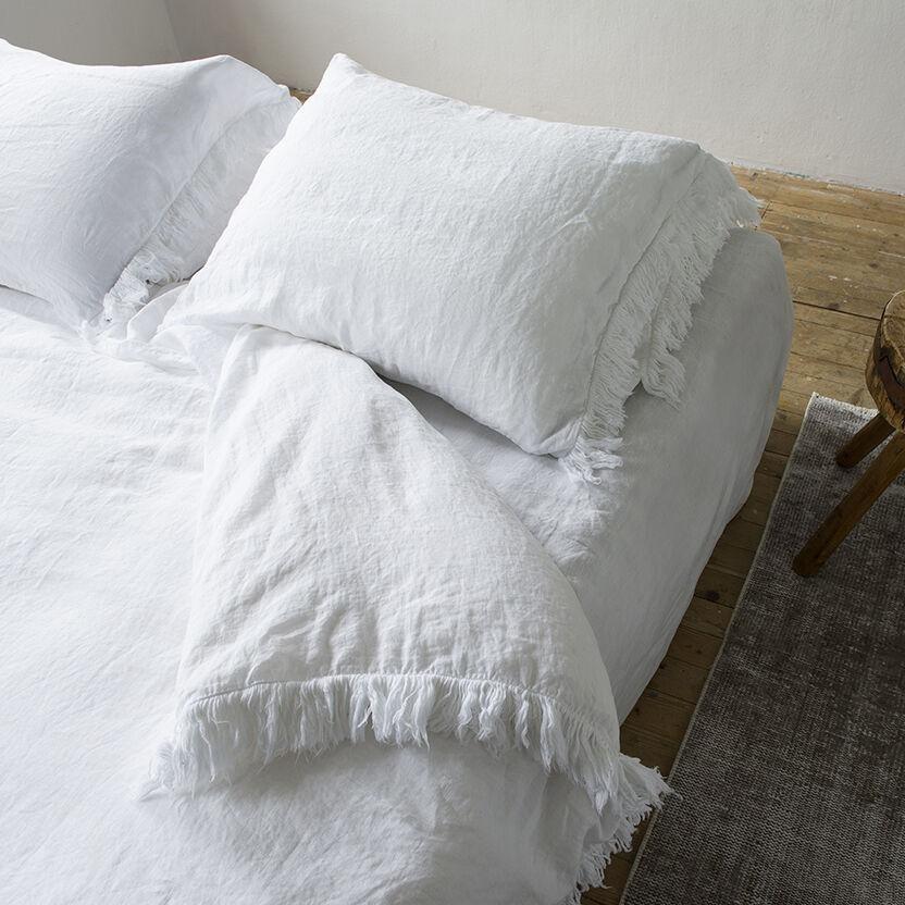 LOULOU - Linnen en katoen satijn dekbedovertrek Dekbedovertrek PASSION FOR LINEN Set 140x220 + kussensloop wit