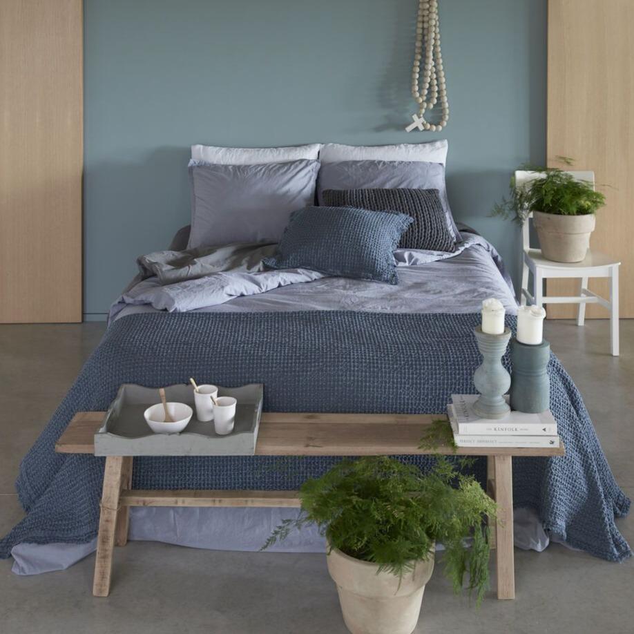 PALAU - Katoen Percal Dekbedovertrek Grijsblauw Dekbedovertrek HOUSE IN STYLE Set 140x220 + kussensloop Blauw grijs