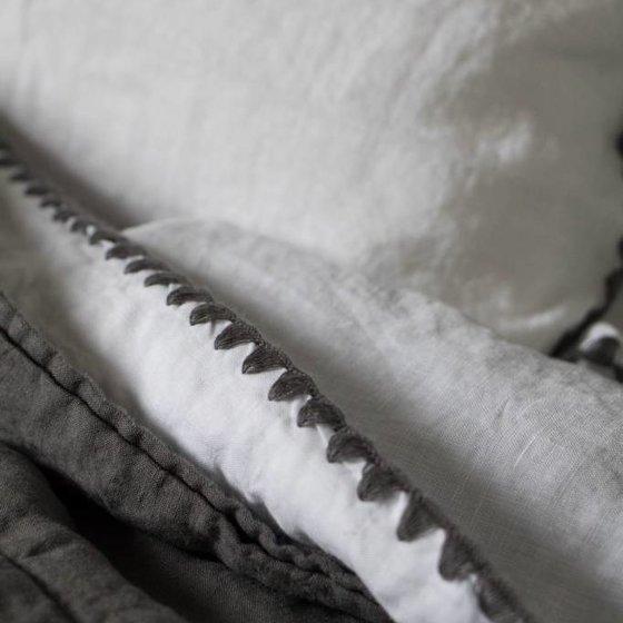LAKEN - Felice 100% gewassen Linnen Wit/antra laken PASSION FOR LINEN
