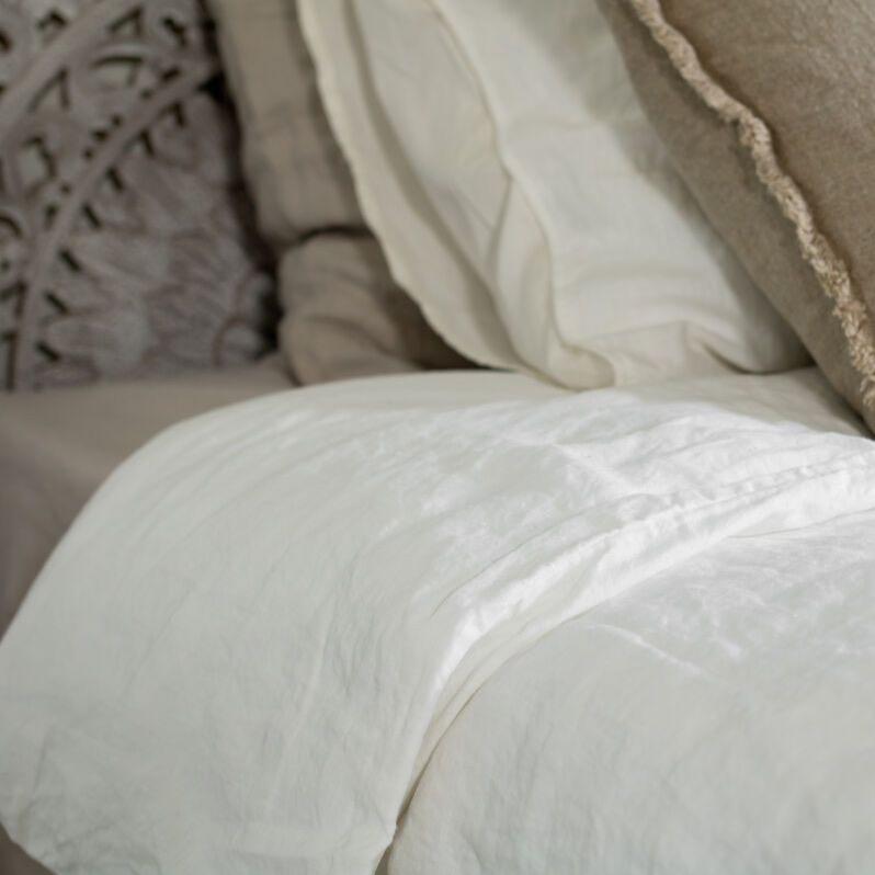 SOFIE - Linnen (192gsm) met katoen-satijn (300TC) Dekbedovertrek Dekbedovertrek PASSION FOR LINEN Set 140x220 + kussensloop Off-white
