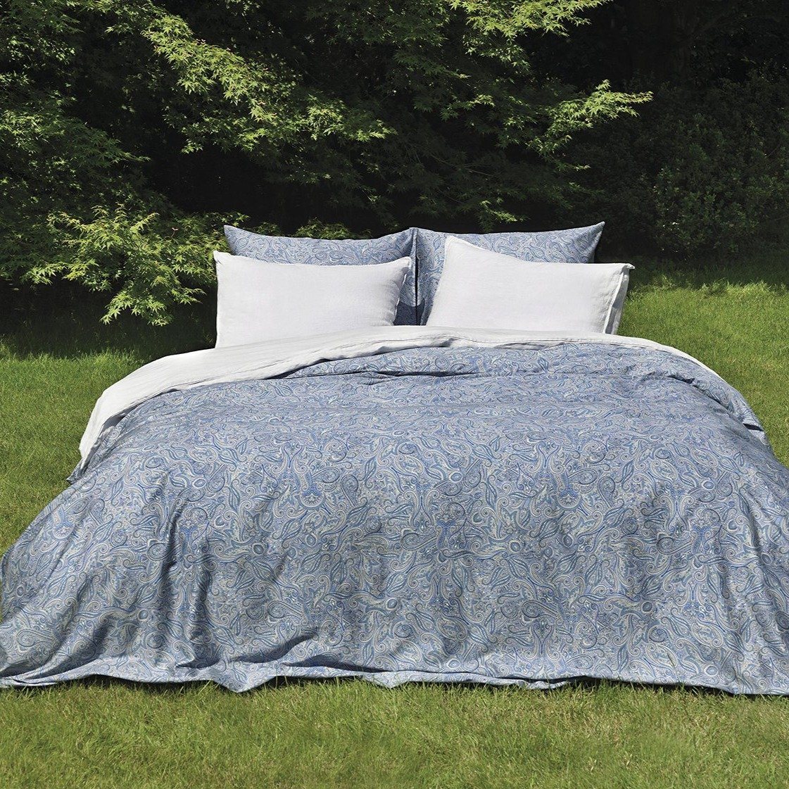 STELVIO - Katoen-Satijn (400TC) Dekbedovertrek Rood Dekbedovertrek DOMMELIN 140 x 200/220cm (+1 sloop) Blauw