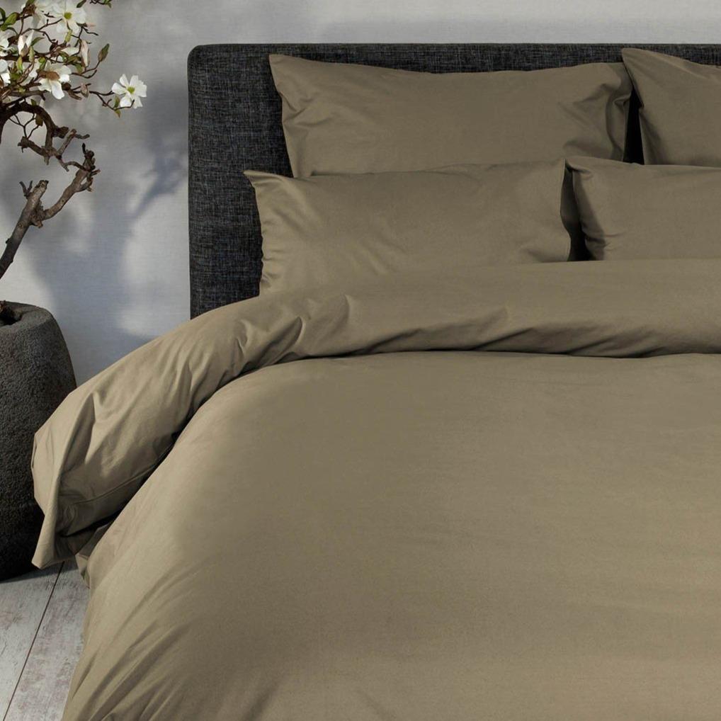 DOMMELIN - Katoen Percal 200TC Dekbedovertrek Taupe Dekbedovertrek DOMMELIN 140 x 200/220cm (+1 sloop) Taupe-512