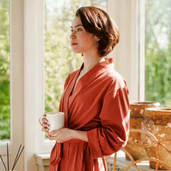 Kimono Jersey badjas terracotta | Kayori – CASA DORMI