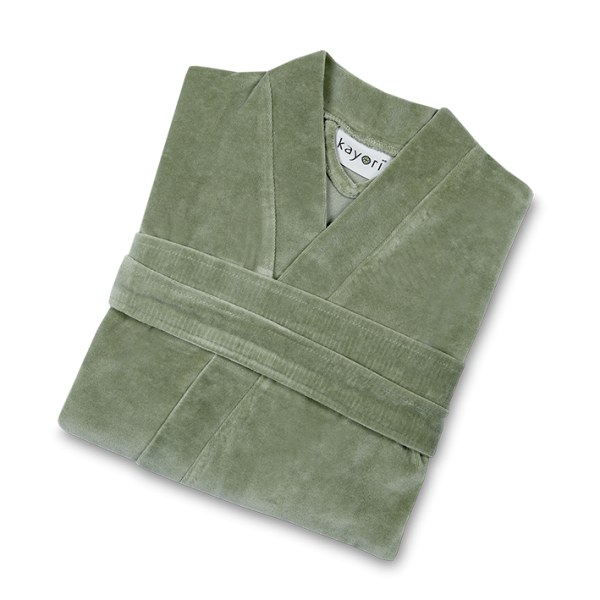 Badjas Mori Fluweel Look Unisex Olijfgroen