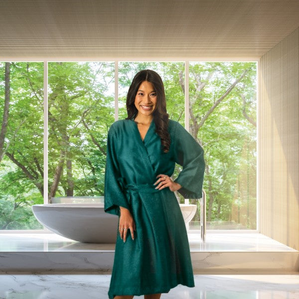 Badjas Kimono Tencel Unisex Donkergroen