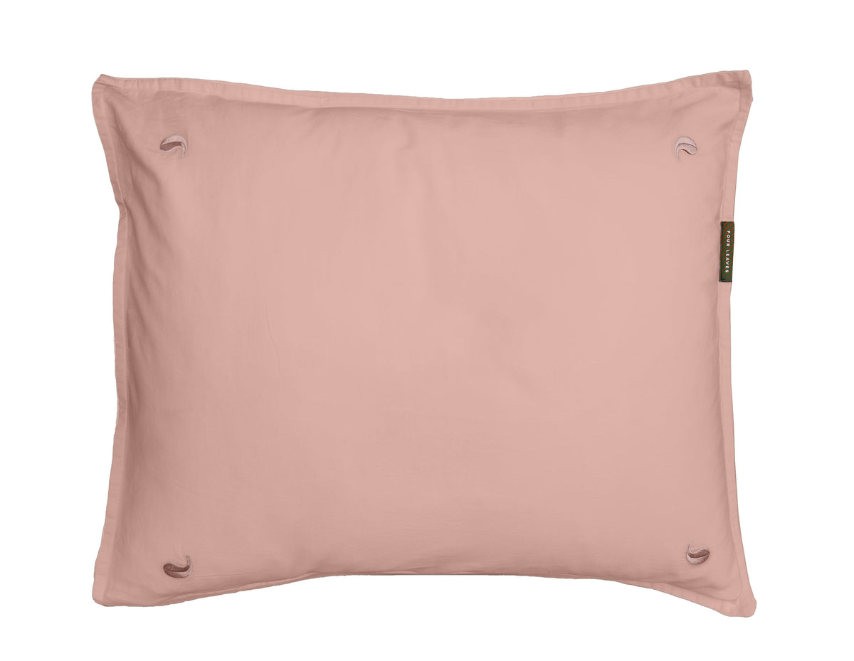 Bundala sateen duvet cover set (pink with pink leaves) Dekbedovertrek uni/effen FOUR LEAVES 