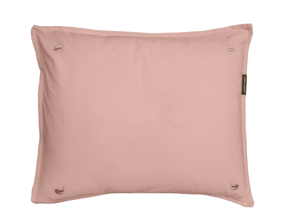 Bundala percale duvet cover set (pink with pink leaves) - Four Leaves