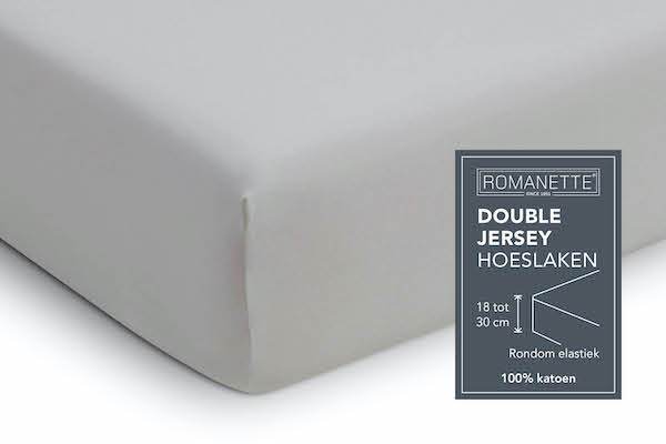 HOESLAKEN - Double Jersey Zilver Hoeslaken ROMANETTE 1-persoons zilver 
