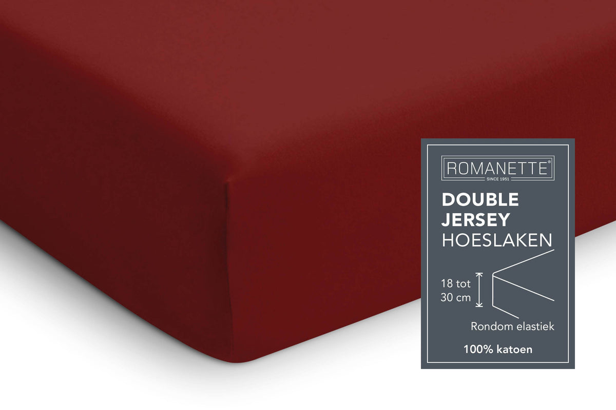 HOESLAKEN - Double Jersey Bordo Rood Hoeslaken ROMANETTE 1-persoons bordo 