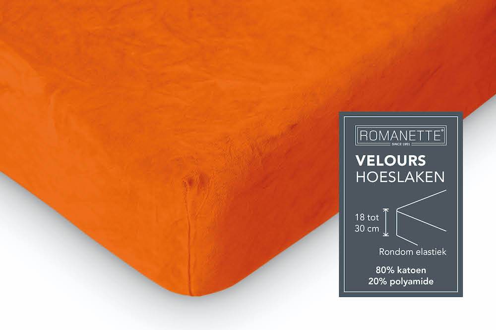 HOESLAKEN Velours - 20 kleurvarianten Hoeslaken ROMANETTE 80 / 90 / 100 x 200 / 210 / 220 terra 