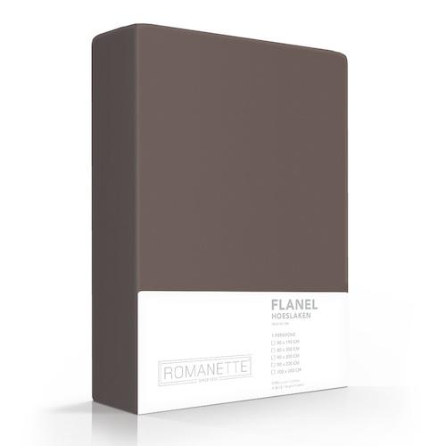 HOESLAKEN Flanel - 12 kleurvarianten hoeslaken ROMANETTE 80 x 200 taupe 