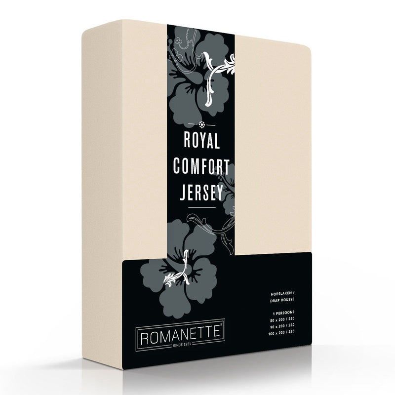 HOESLAKENS Royal Comfort Jersey - 8 kleurvarianten Hoeslaken ROMANETTE 80/90/100 x 200/210/220 beige 