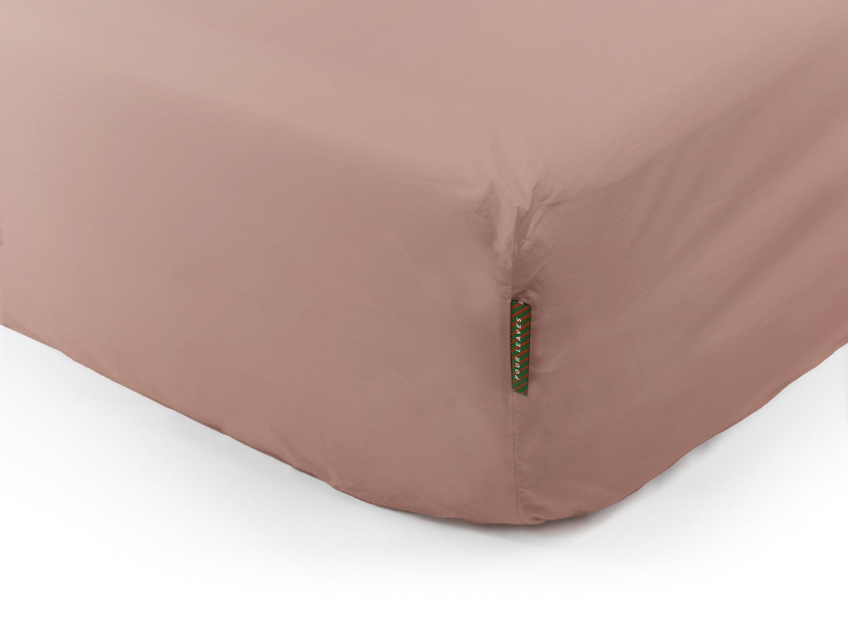 Bundala percale fitted sheet (pink) - Four Leaves