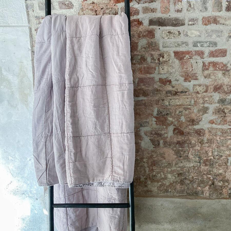 PLAID - Amy Linnen met Katoen-satijn Oud-roze plaid PASSION FOR LINEN 240-260cm Old-pink 