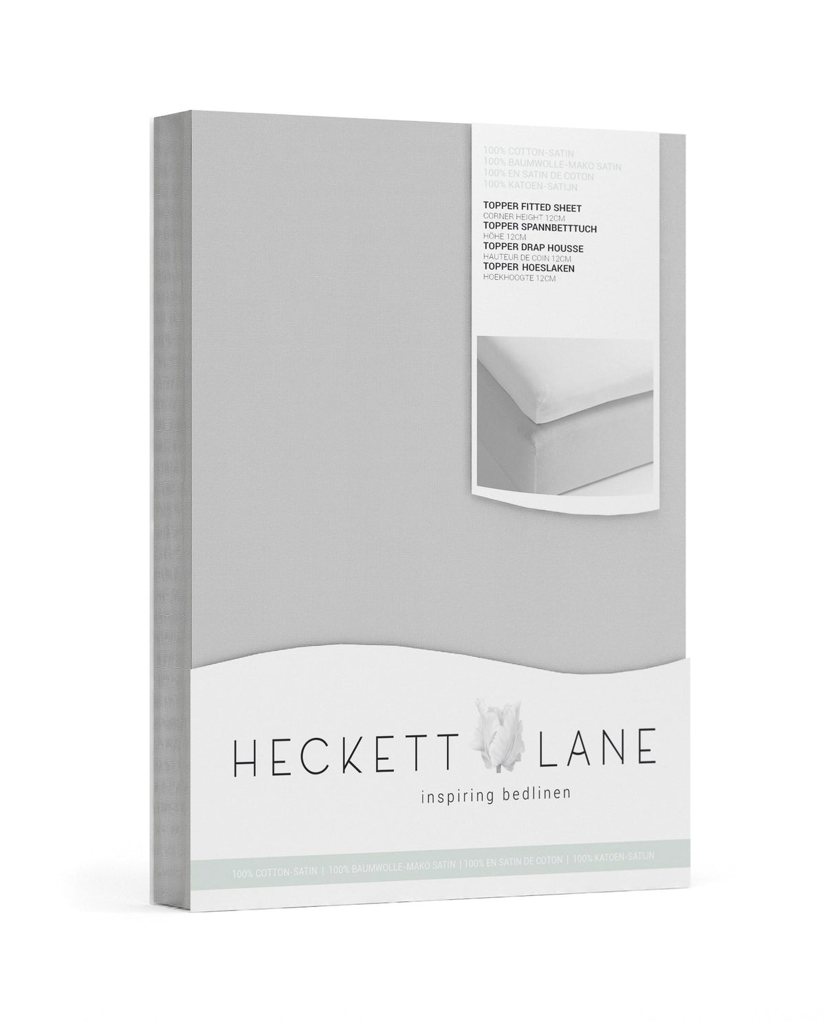 TOPPER HOESLAKEN - Katoen satijn (250TC) wit topper hoeslaken HECKETTLANE 90/200+12 cm Grey 