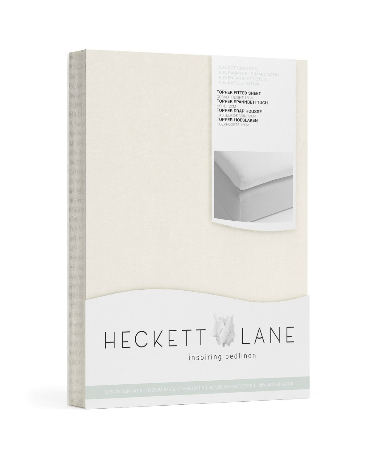 TOPPER HOESLAKEN - Katoen satijn (250TC) wit topper hoeslaken HECKETTLANE 90/200+12 cm Off-white 