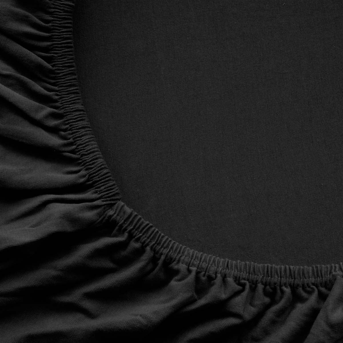 Hoeslaken Jersey Deluxe 30 cm Zwart
