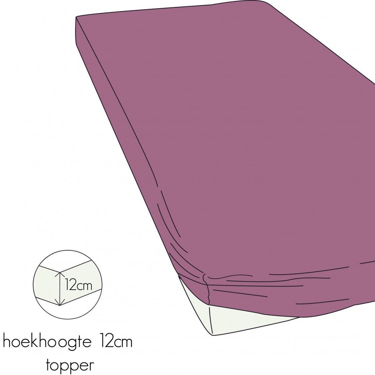 TOPPER Hoeslaken - Shizu Katoen Percal (12cm) Zilvergrijs topper hoeslaken KAYORI 