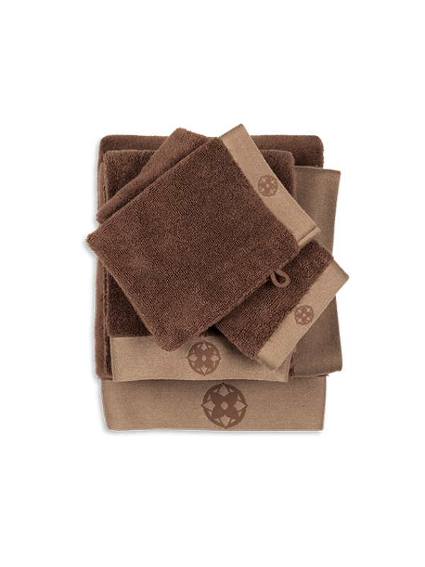 BADDOEK (2x) - Bruin Handdoeken KAYORI set 2 stuks (60x110cm) bruin 